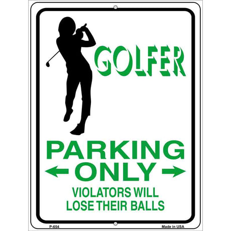 Golfer Parking Only Female Metal Novelty Parking Sign 9" x 12" (P)