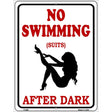 No Swimming Suits After Dark Metal Novelty Parking Sign 9" x 12" (P)