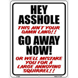 Hey Asshole Go Away Now Metal Novelty Parking Sign 9" x 12" (P)