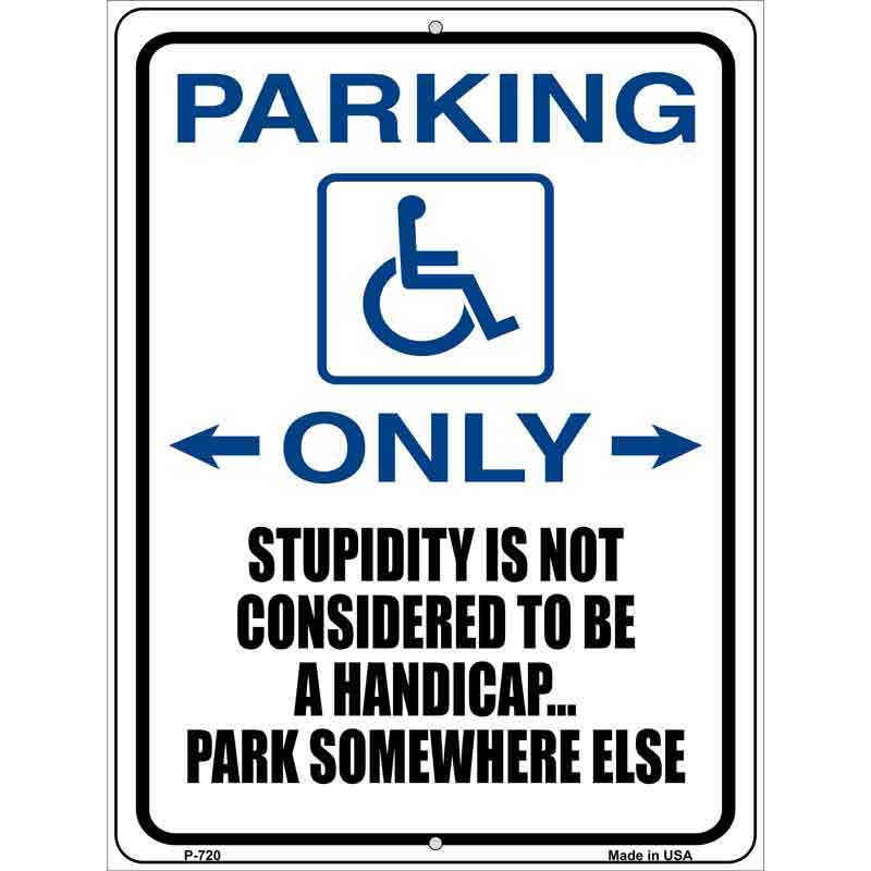 Handicapped Parking Metal Novelty Parking Sign 9" x 12" (P)