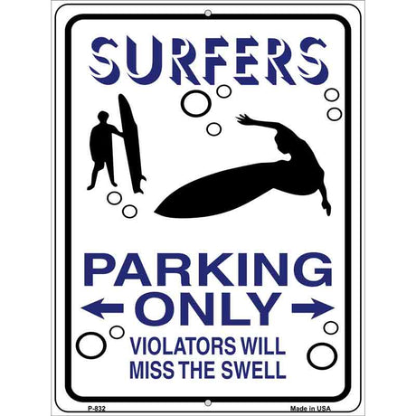 Surfers Parking Only Metal Novelty Parking Sign 9" x 12" (P)