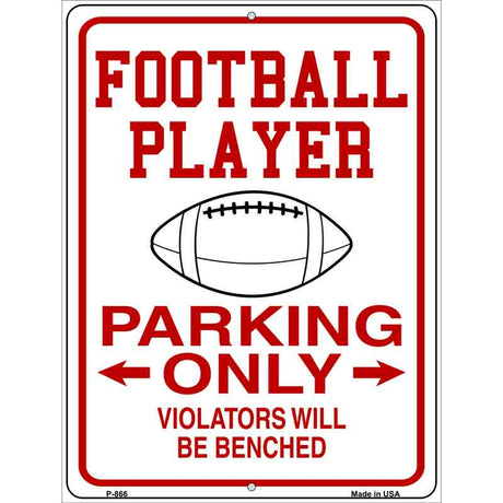 Football Player Parking Benched Novelty Metal Parking Sign 9" x 12" (P)