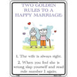 Rules To A Happy Marriage Metal Novelty Parking Sign 9" x 12" (P)