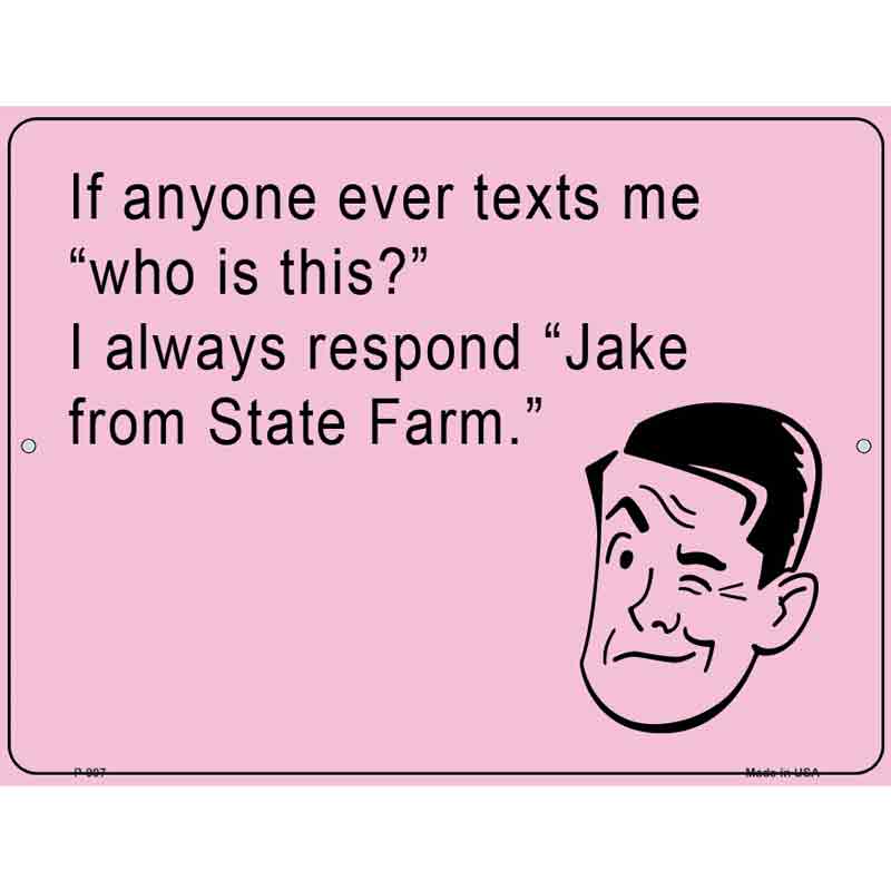 Jake from statefarm E-Card Metal Novelty Parking Sign 9" x 12" (P)