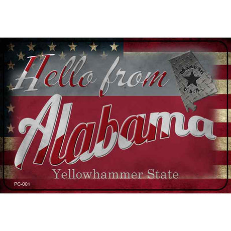 Hello From Alabama Novelty Metal Postcard PC-001