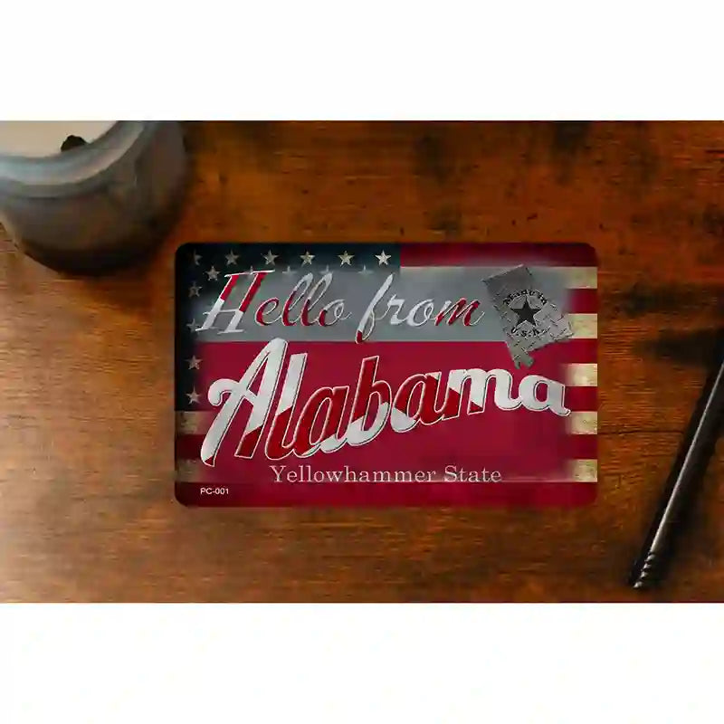 Hello From Alabama Novelty Metal Postcard PC-001