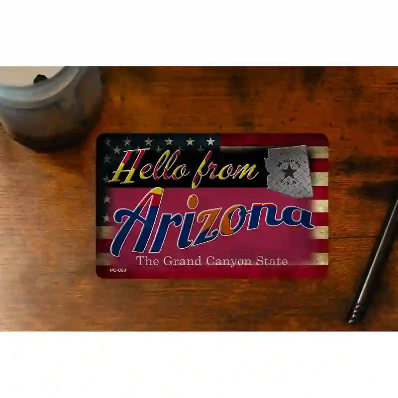 Hello From Arizona Novelty Metal Postcard PC-003