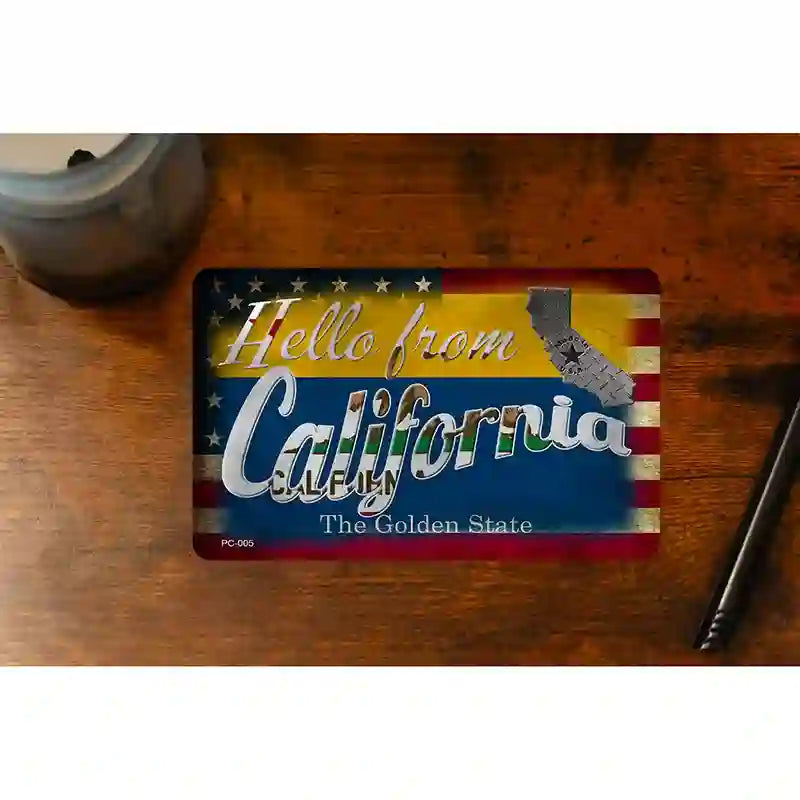 Hello From California Novelty Metal Postcard PC-005