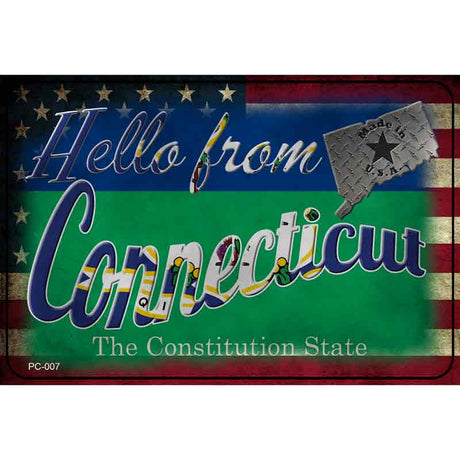 Hello From Connecticut Novelty Metal Postcard PC-007