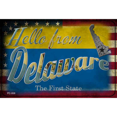 Hello From Delaware Novelty Metal Postcard PC-008