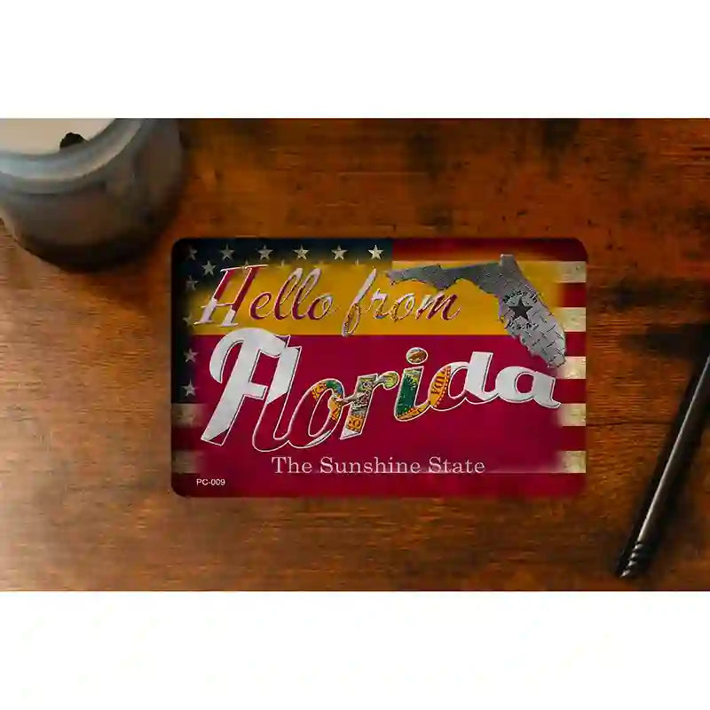 Hello From Florida Novelty Metal Postcard PC-009