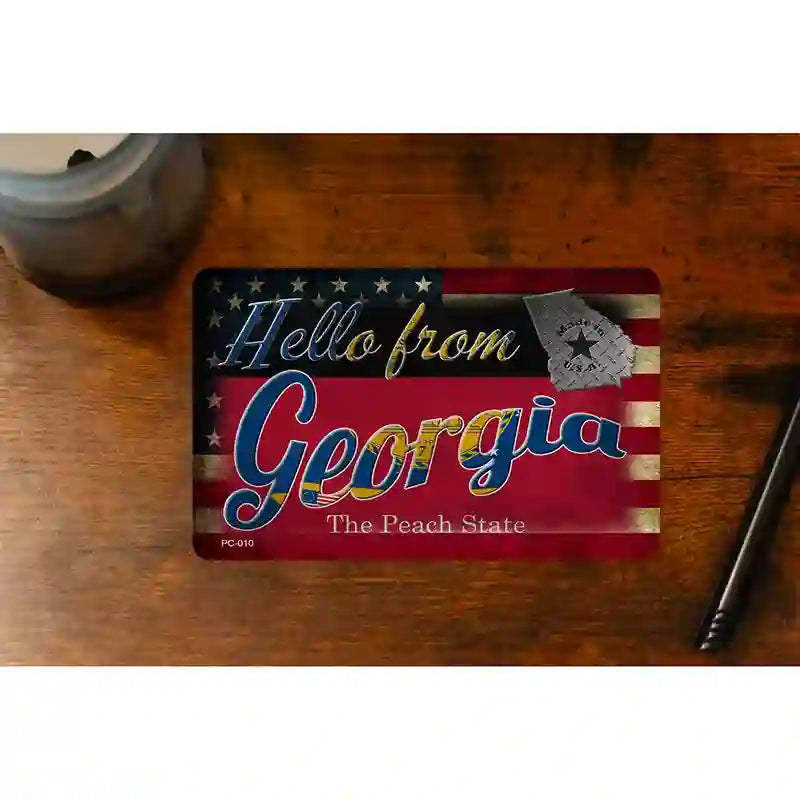 Hello From Georgia Novelty Metal Postcard PC-010