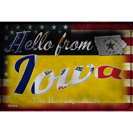 Hello From Iowa Novelty Metal Postcard PC-015