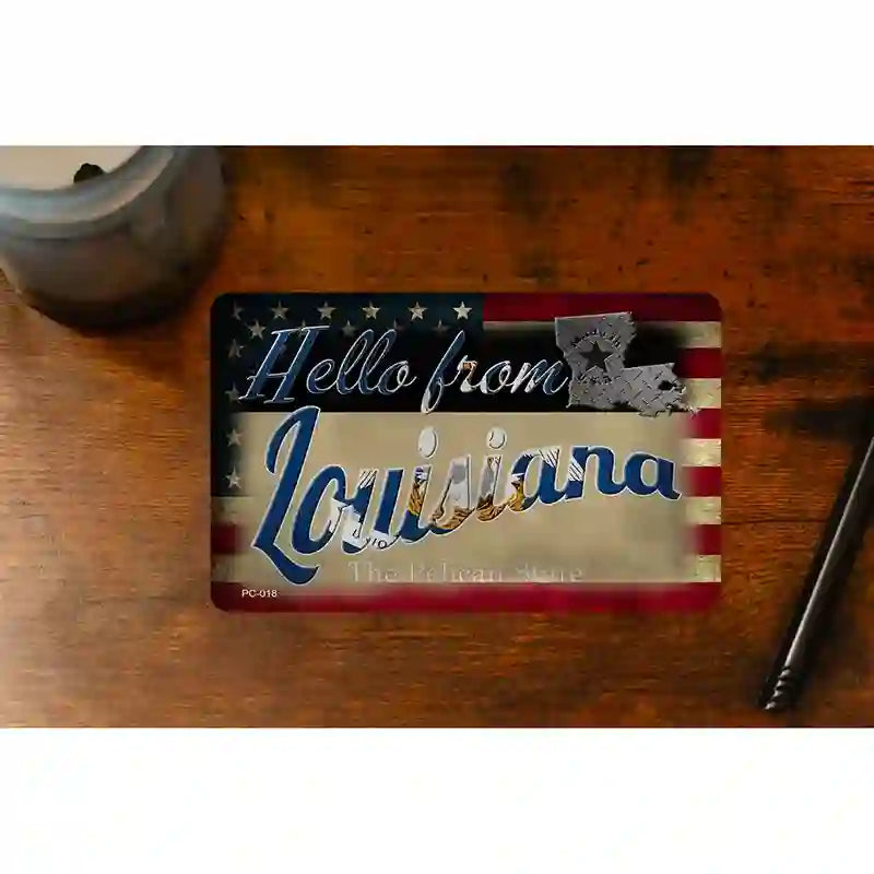 Hello From Louisiana Novelty Metal Postcard PC-018