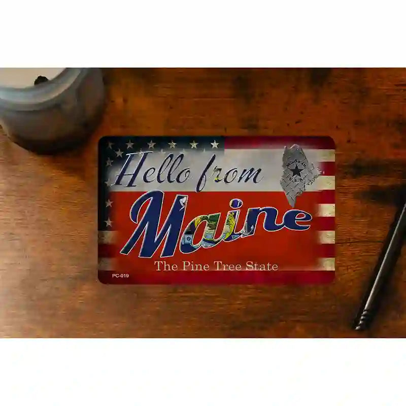 Hello From Maine Novelty Metal Postcard PC-019