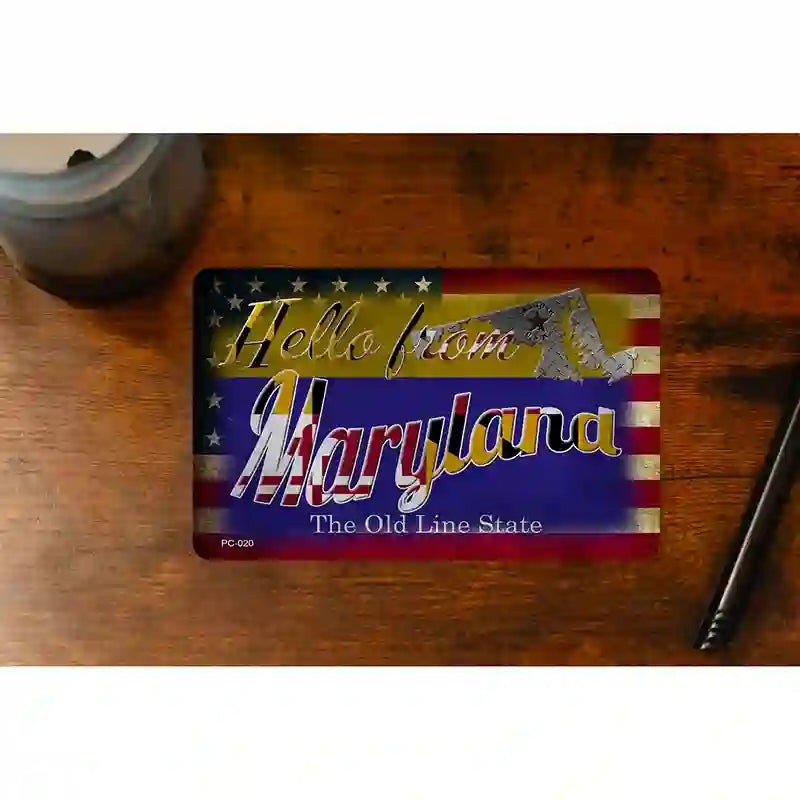 Hello From Maryland Novelty Metal Postcard PC-020