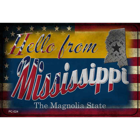 Hello From Mississippi Novelty Metal Postcard PC-024