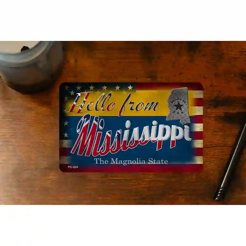 Hello From Mississippi Novelty Metal Postcard PC-024