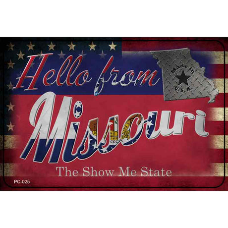 Hello From Missouri Novelty Metal Postcard PC-025