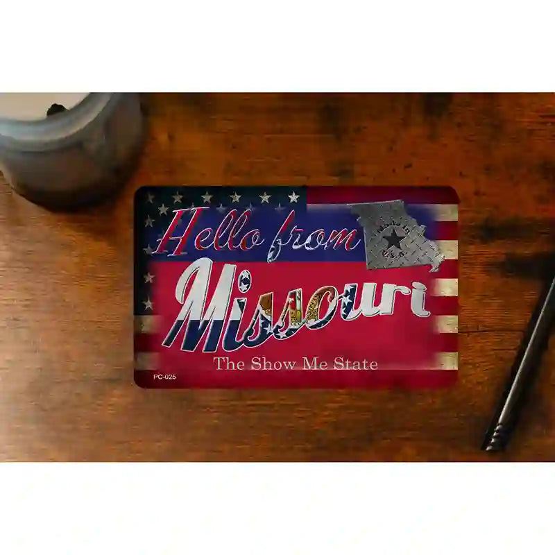 Hello From Missouri Novelty Metal Postcard PC-025