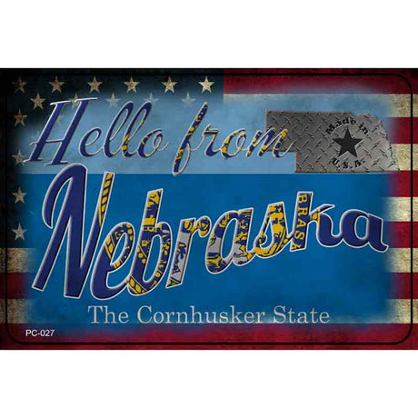 Hello From Nebraska Novelty Metal Postcard PC-027