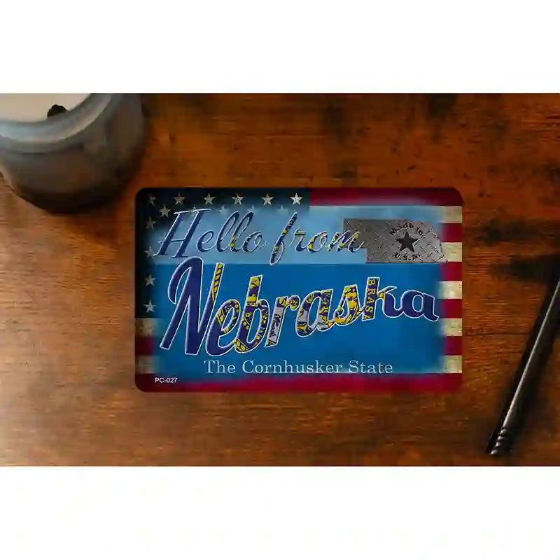 Hello From Nebraska Novelty Metal Postcard PC-027