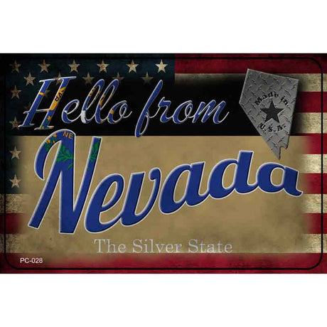 Hello From Nevada Novelty Metal Postcard PC-028