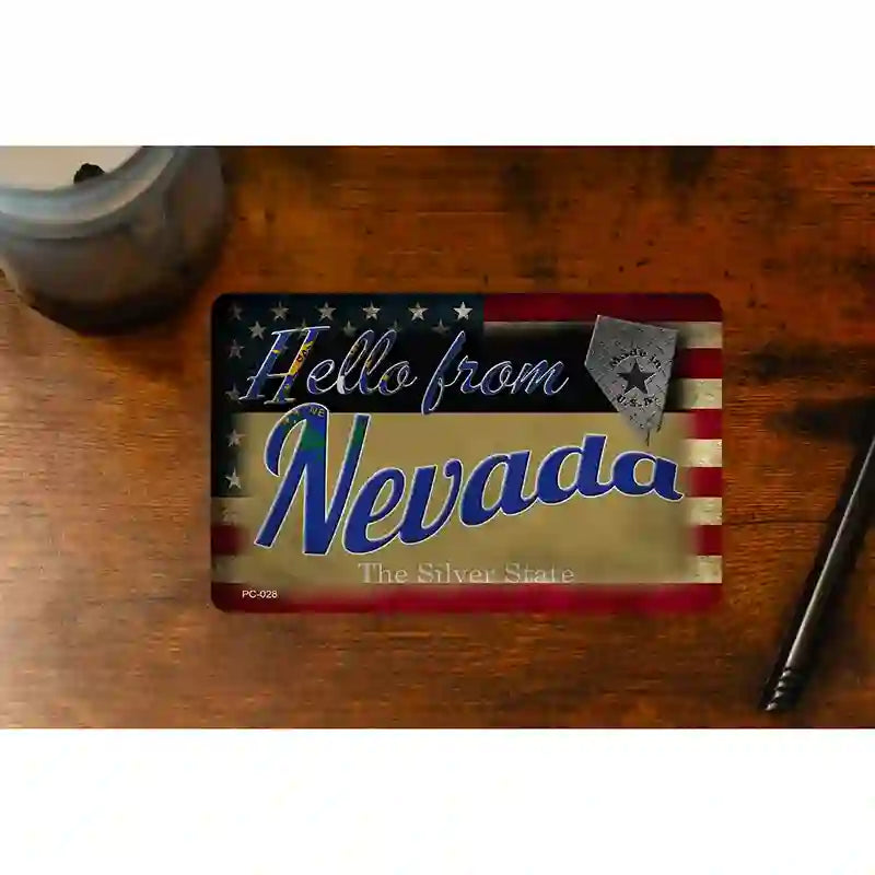 Hello From Nevada Novelty Metal Postcard PC-028