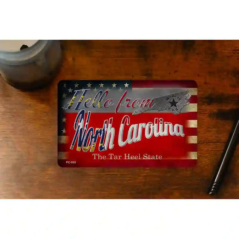 Hello From North Carolina Novelty Metal Postcard PC-033