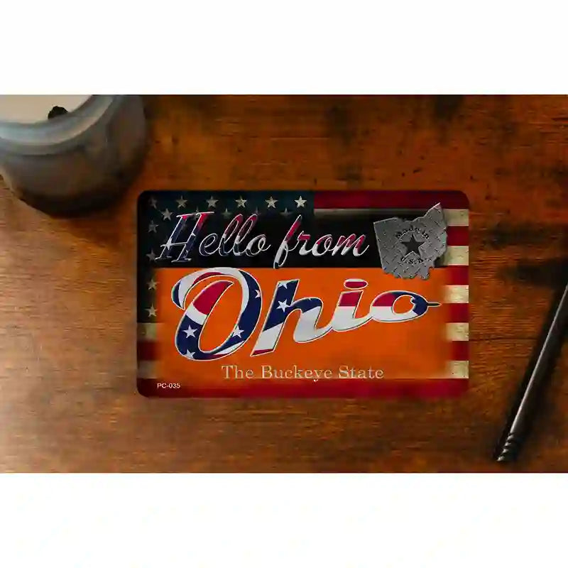 Hello From Ohio Novelty Metal Postcard PC-035