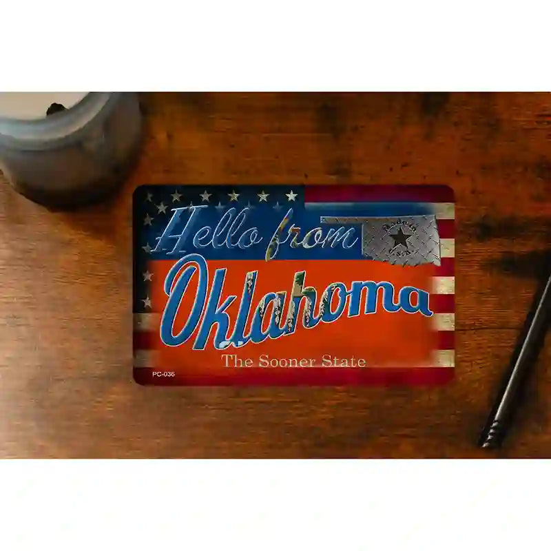 Hello From Oklahoma Novelty Metal Postcard PC-036