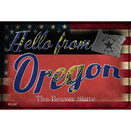 Hello From Oregon Novelty Metal Postcard PC-037