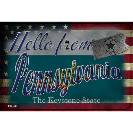 Hello From Pennsylvania Novelty Metal Postcard PC-038