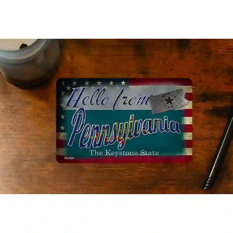 Hello From Pennsylvania Novelty Metal Postcard PC-038