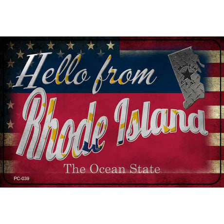 Hello From Rhode Island Novelty Metal Postcard PC-039