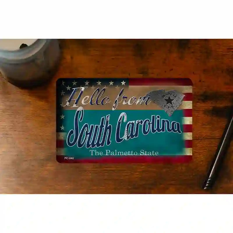 Hello From South Carolina Novelty Metal Postcard PC-040