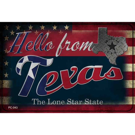 Hello From Texas Novelty Metal Postcard PC-043