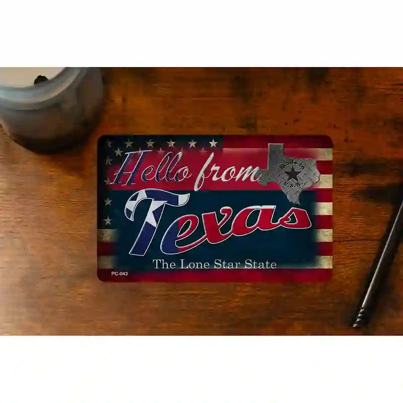 Hello From Texas Novelty Metal Postcard PC-043