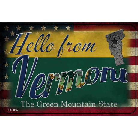 Hello From Vermont Novelty Metal Postcard PC-045