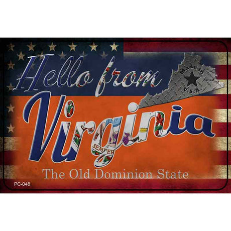 Hello From Virginia Novelty Metal Postcard PC-046