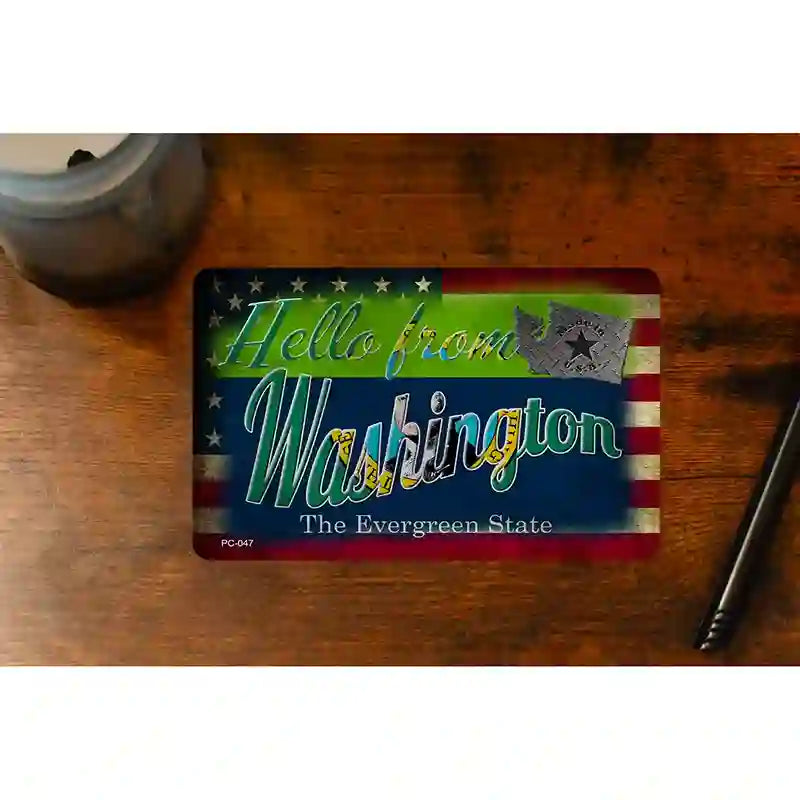 Hello From Washington Novelty Metal Postcard PC-047