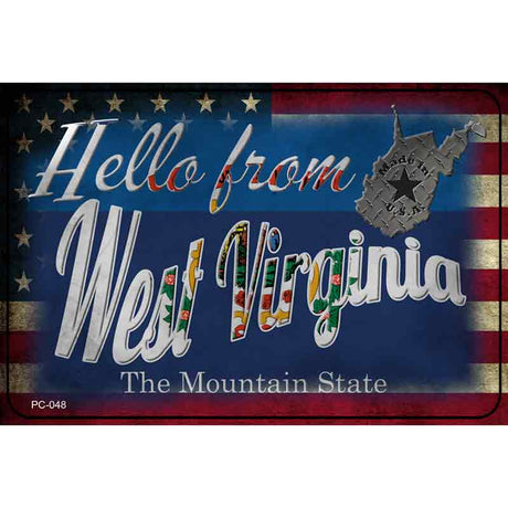 Hello From West Virginia Novelty Metal Postcard PC-048