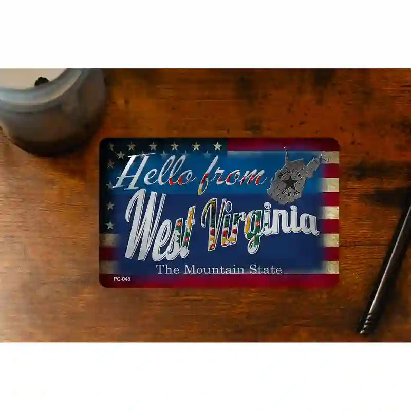 Hello From West Virginia Novelty Metal Postcard PC-048