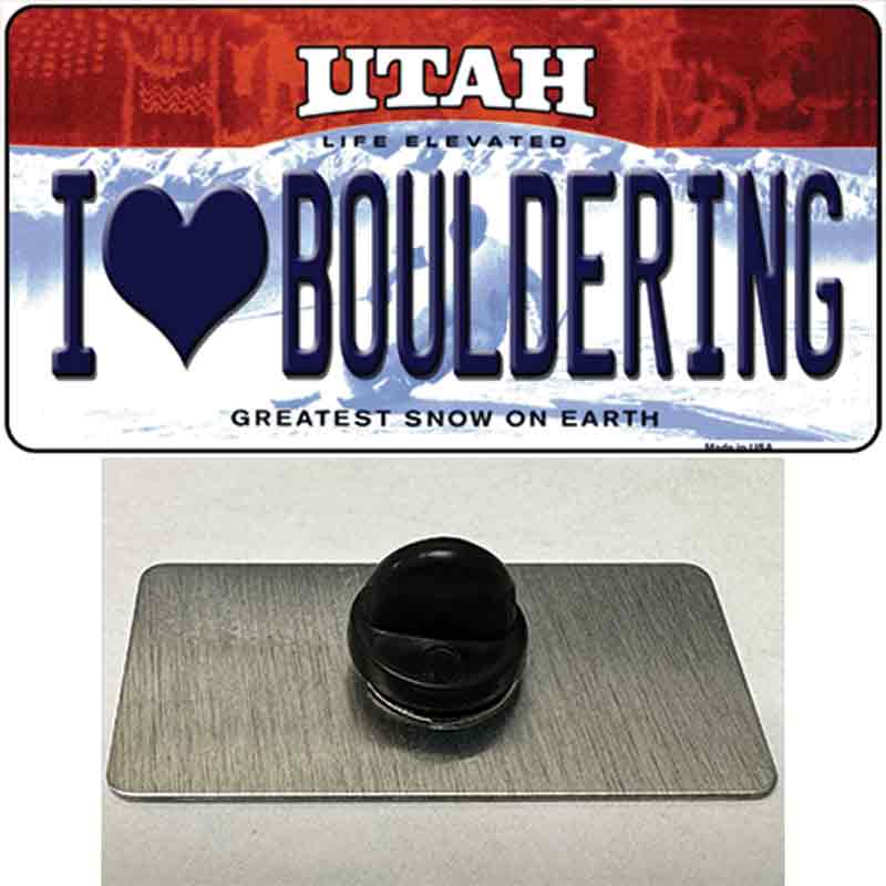 I Love Bouldering Utah Novelty Metal Hat Pin