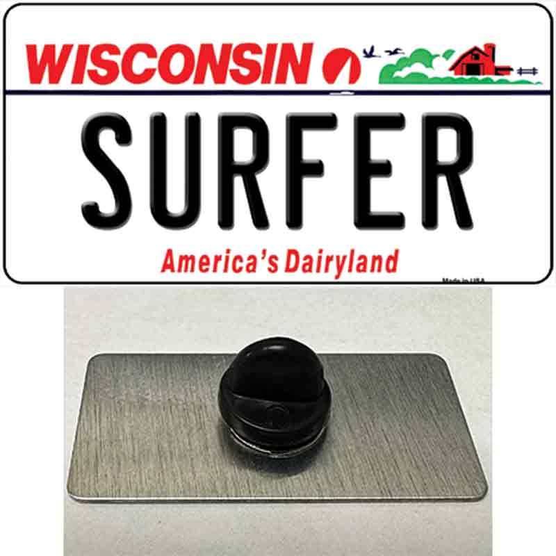 Surfer Wisconsin Novelty Metal Hat Pin