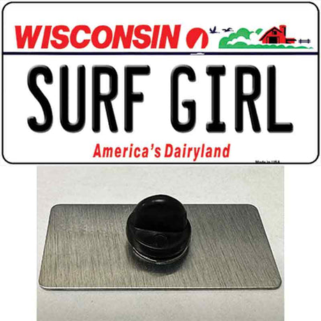 Surf Girl Wisconsin Novelty Metal Hat Pin