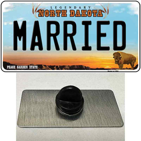 Married North Dakota Novelty Metal Hat Pin