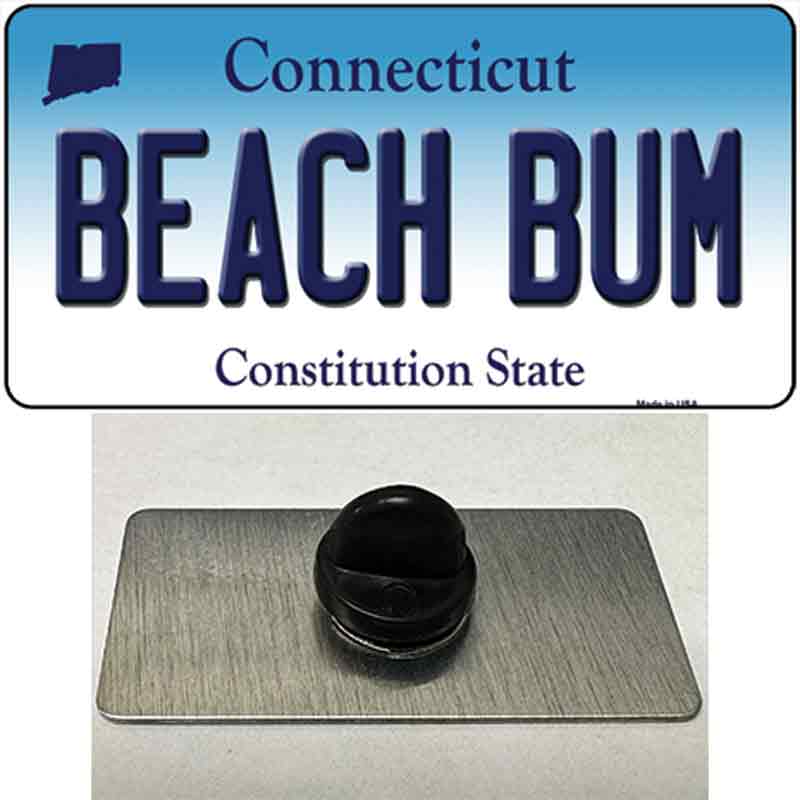 Beach Bum Connecticut Novelty Metal Hat Pin