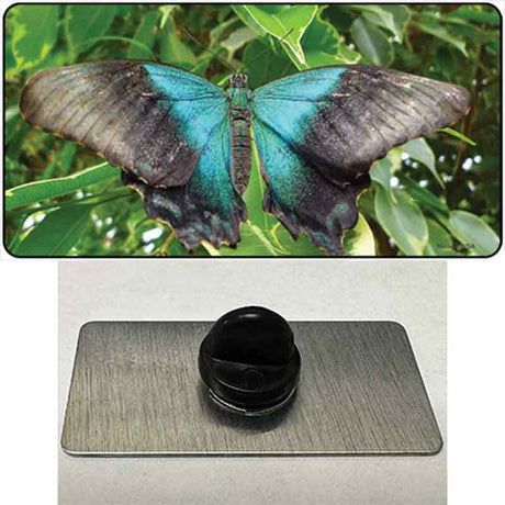 Butterfly Blue and Black Novelty Metal Hat Pin