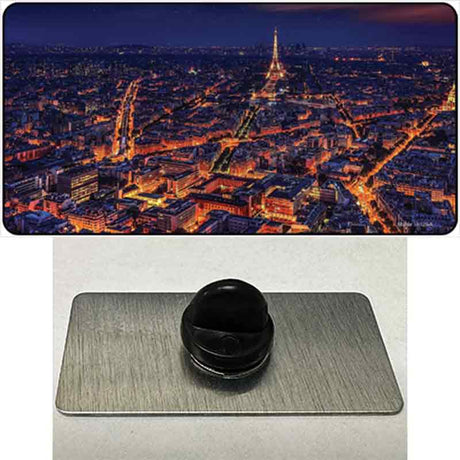 Paris At Night Eiffel Tower In Center Novelty Metal Hat Pin